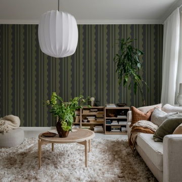 Fototapet, Wavy Stripe, Dark Green, Rebel Walls - Img 3