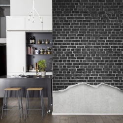 Fototapet, Well-Worn Brick Wall, Black, Rebel Walls - Img 4
