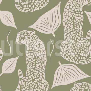 Fototapet, Whimsy Leopard, Green, Rebel Walls - Img 2