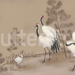 Fototapet, Whispering Cranes, Beige, Rebel Walls - Img 2