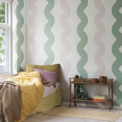 Fototapet, Wobbly, Green & Pink, Rebel Walls