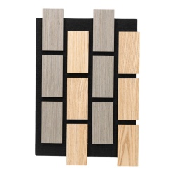 Panou riflaj acustic decorativ, MDF si pasla, AC18, 60x40x2.1cm, Stejar/Gri