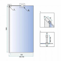 Paravan de dus tip Walk-in Rea Aero N 70x195 cm profil crom - Img 2