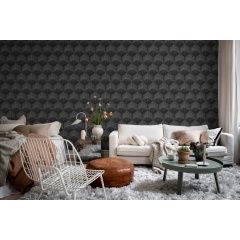 Tapet Hexagon Cube, Black, Rebel Walls - Img 3