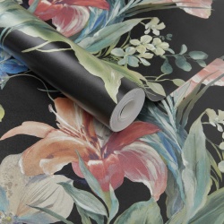 Tapet, Lilliana, Jet Black Luxury Floral, 1838 Wallcoverings, 5.3mp / rola - Img 2