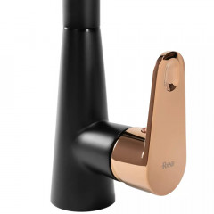 Baterie bucatarie cu dus extractibil Rea Mild negru mat - Rose Gold - Img 2