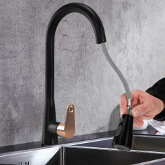 Baterie bucatarie cu dus extractibil Rea Mild negru mat - Rose Gold - Img 8