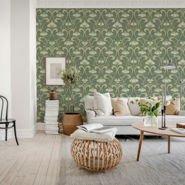 Fototapet, Art Nouveau Flower, Green, Rebel Walls - Img 3