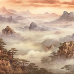 Fototapet Artistic Montagne et Ciel Huang Shan Rêve MH105