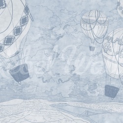 Fototapet, Balloon Travelers, Blue, Rebel Walls - Img 2