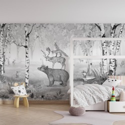 Fototapet Bear King - Black and White, Kikki Belle