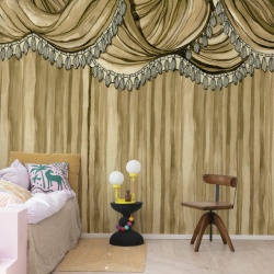Fototapet, Behind the Curtains, Beige, Rebel Walls