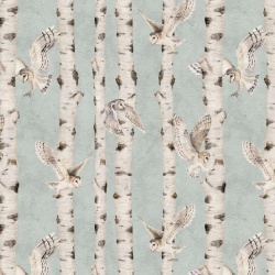 Fototapet Birch and Owls - Blue, Kikki Belle - Img 2