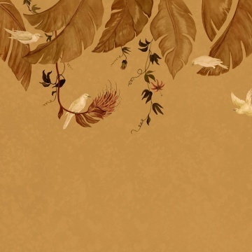 Fototapet, Birds in the Trees, Orange, Rebel Walls - Img 2