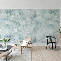Fototapet, Bold Dahlia, Blue, Rebel Walls