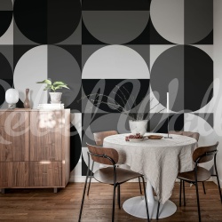 Fototapet, Circle Grid, Black & White, Rebel Walls - Img 3