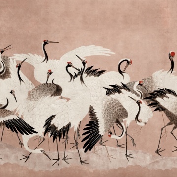Fototapet, Dancing Cranes, Dusty Pink, Rebel Walls - Img 2