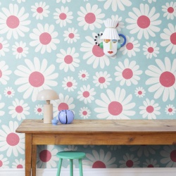 Fototapet, Dashing Daisies, Turquoise, Rebel Walls