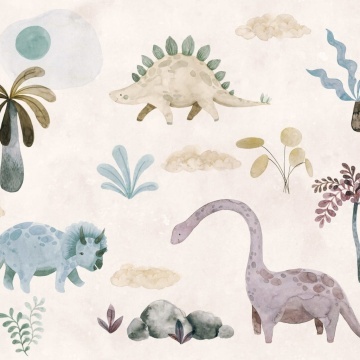 Fototapet, Dinosaur Oasis, Pastel, Rebel Walls - Img 2