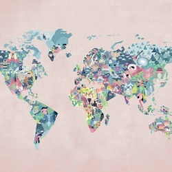 Fototapet Diversity Map, Peach, Coordonne
