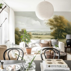 Fototapet, Field View Painting, Beige, Rebel Walls