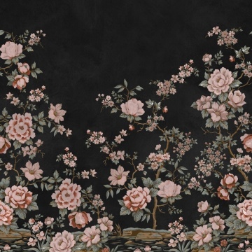 Fototapet, Floral Chinoiserie, Black, Rebel Walls - Img 2