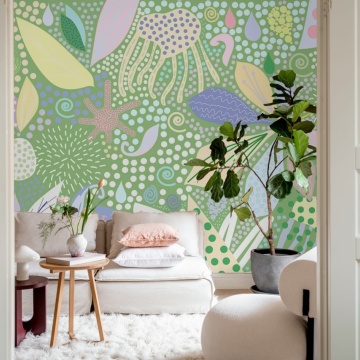 Fototapet, Flower Art, Green, Rebel Walls - Img 3