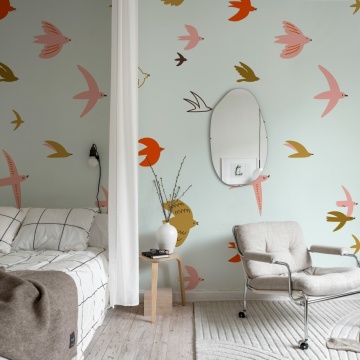 Fototapet, Flying Birds, Light Blue, Rebel Walls - Img 3