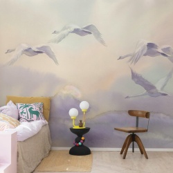 Fototapet, Flying Swans, Pastel, Rebel Walls - Img 3