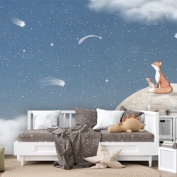 Fototapet Fox on the Moon - Blue, Oliver Robins