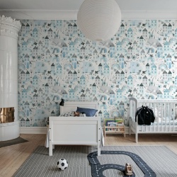 Fototapet, Fox Village, Blue, Rebel Walls