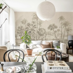Fototapet, Giraffe Savannah, Beige, Rebel Walls