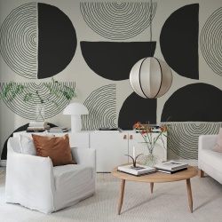 Fototapet, Graphic Circles, Black, Rebel Walls