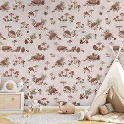 Fototapet Happy Hedgehog - White, Kikki Belle