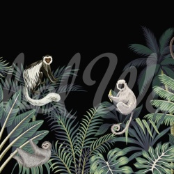 Fototapet, Jungle Monkeys, Black, Rebel Walls - Img 5
