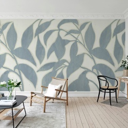 Fototapet, Leaf Silhouette, Blue, Rebel Walls