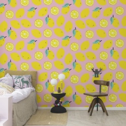 Fototapet, Lemons, Pink, Rebel Walls