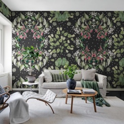 Fototapet, Lotus, Black, Rebel Walls