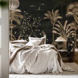 Fototapet, Magnolia Jungle, Black, Rebel Walls
