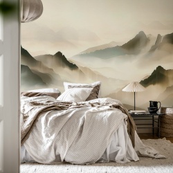 Fototapet, Misty Mountain, Beige, Rebel Walls - Img 3