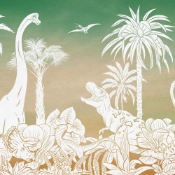 Fototapet Monochrome Dino - Green Sky, Kikki Belle - Img 2