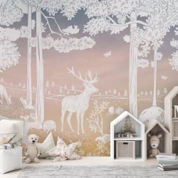 Fototapet Monochrome Forest - Pink Sky, Kikki Belle - Img 3