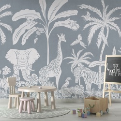 Fototapet Monochrome Jungle - Blue, Kikki Belle - Img 4