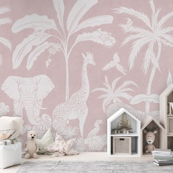 Fototapet Monochrome Jungle - Pink, Kikki Belle - Img 3