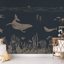 Fototapet Monochrome Sea - Blue Vintage, Kikki Belle