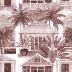 Fototapet, Palm Residence, Burgundy, Rebel Walls - Img 2