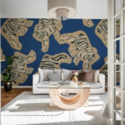 Fototapet, Quirky Tigers, Blue, Rebel Walls