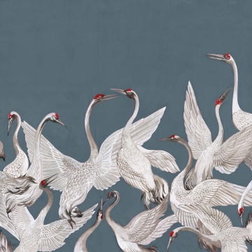 Fototapet, Soaring Cranes, Blue, Rebel Walls - Img 2
