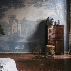 Fototapet, Swan Pond, Blue, Rebel Walls