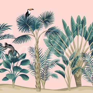 Fototapet, Tropical Birds, Pink, Rebel Walls - Img 2